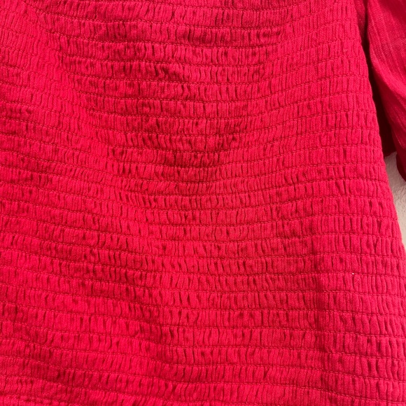 B.O.G Collective (Band of Gypsies) Smocked Short Sleeved Crop Top in Red - Picture 4 of 5